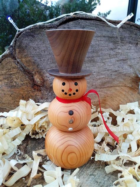 Wooden Snowman Yew And Walnut Swarovski Crystals Hand Carved Buttons