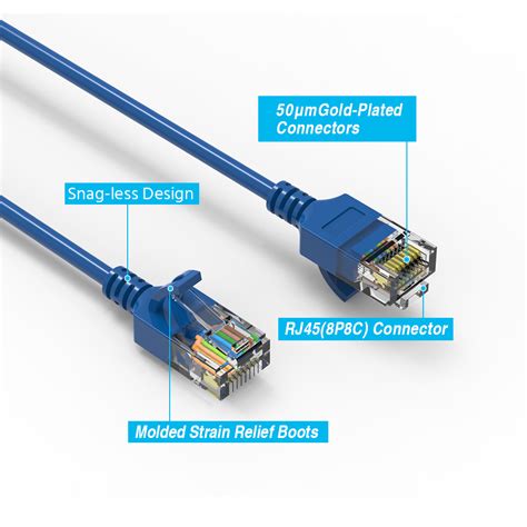 1ft Cat6a Utp Slim Ethernet Network Booted Cable 28awg Blue Bestlink Netware