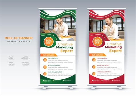 Creative Marketing Agentur Roll Up Banner Design Vorlage Premium Vektor