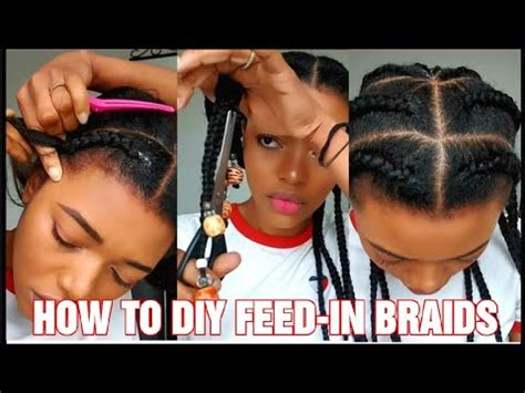 HOW TO DIY FEED IN BRAIDS CORNROWS PROTECTIVE STYLE YouTube