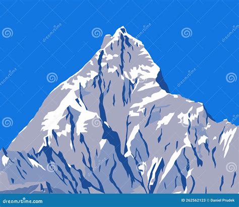 Vector Illustration Mount Machapuchare Machhapuchhare Royalty Free
