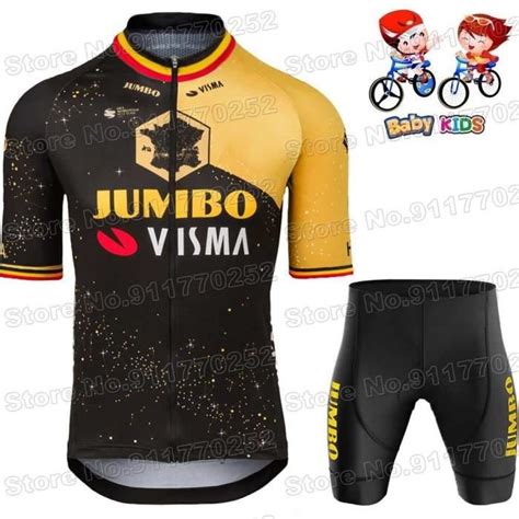 Maillot De Cyclisme Jumbo VIsma 2023 Trilogie France Tour Pour Enfants