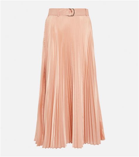 Max Mara Tambuto Pleated Midi Skirt In Pink Modesens