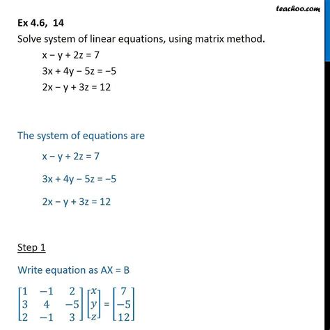 Solve The Following System Of Equations Using Inverse Matrix Method