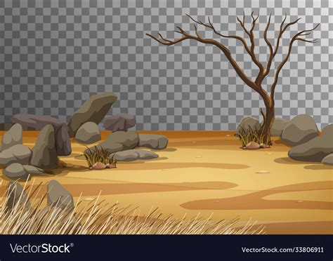 Dry land landscape on transparent background Vector Image