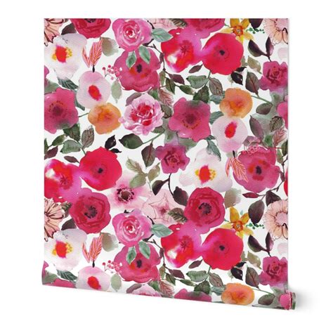bright watercolour floral wallpaper spoonflower