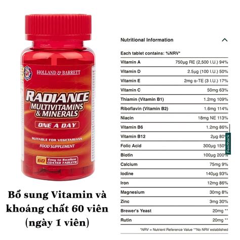 Mua Vi N B Sung Vitamin T Ng H P Holland Barrett Radiance