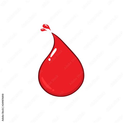 Red Blood Drop Line Cartoon Drawing Vector Illustration Isolated On