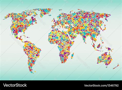 Multicolored Dots World Map Royalty Free Vector Image