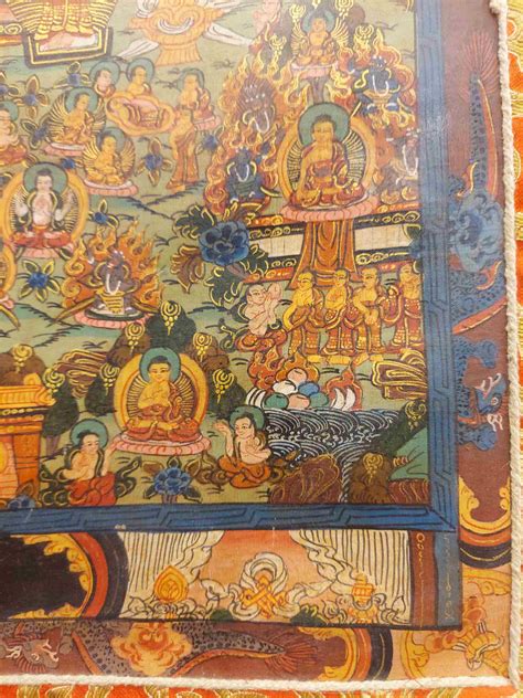 Buddhist Hand Painting Thangka Of Buddha Life Story With Brocade Hand