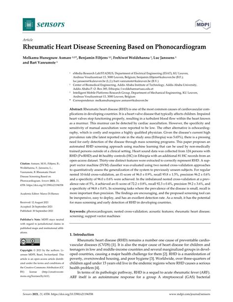 Pdf Rheumatic Heart Disease Screening Based On Phonocardiogram