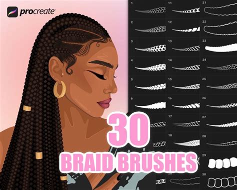 Procreate Braids Brush Set Procreate Outline Braid Brushes Etsy In