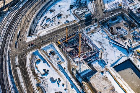 Luftbild Hamburg Winterluftbild Baustelle mit Erschließungs und