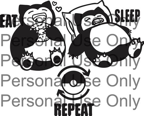 Eat Sleep Repeat Snorlax Svg Png File Etsy