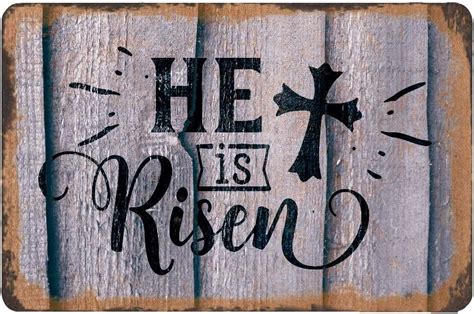 Creative Tin Sign Retro He Is Risen Door Tin Sign Easter Door Hanger