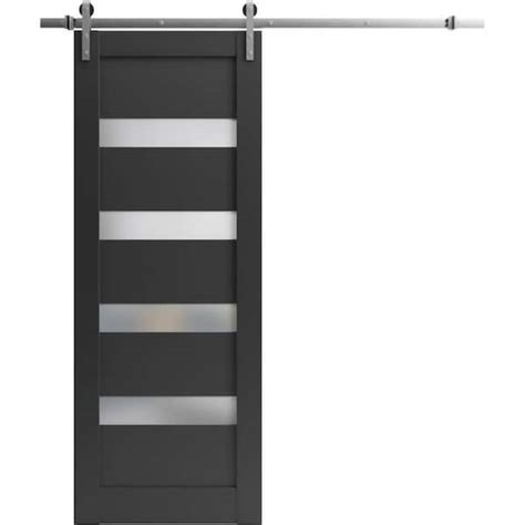 Sartodoors 42 In X 96 In 1 Panel Frosted Glass Black Matte Solid MDF