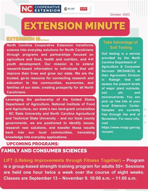 Extension Minute October Issue N C Cooperative Extension