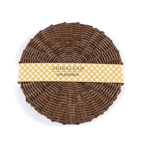 Shiraleah Set Of 4 Basket Weave Placemats Brown Woven Placemats