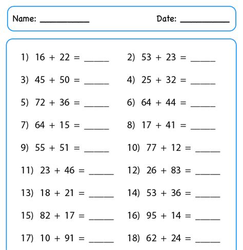 Subtraction Horizontal Worksheets