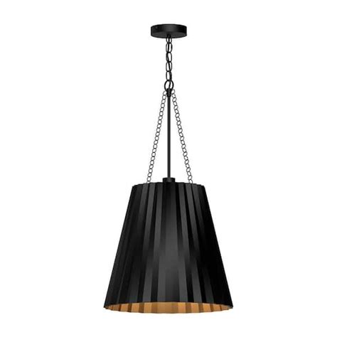 Alora Mood Plisse In Light Watt Matte Black Pendant Light