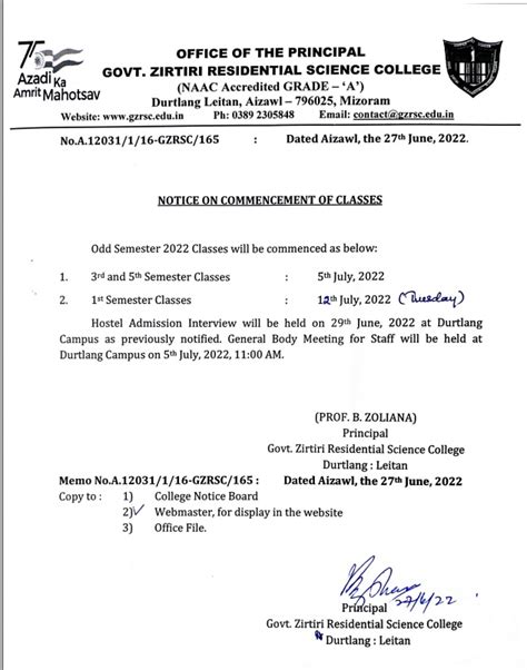 Notice For Commencement Of Class 2022