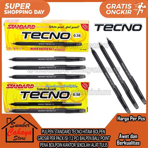 Jual Pulpen Standard Tecno Hitam Bolpen Grosir Per Pcs Per Pack Pak