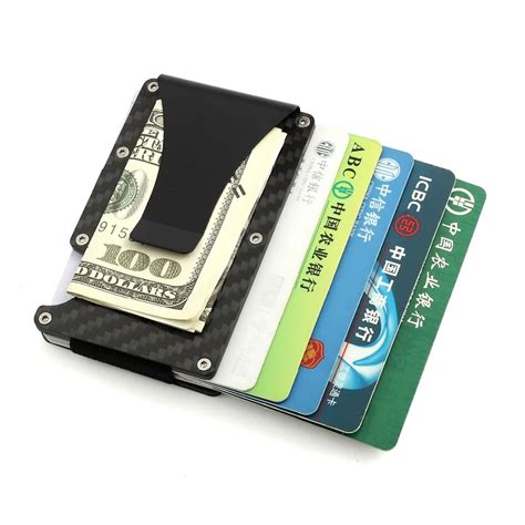 New Rfid Blocking Slim Wallet Carbon Fiber Metal Credit Card Holder Anti Scan Card Sleeve Self