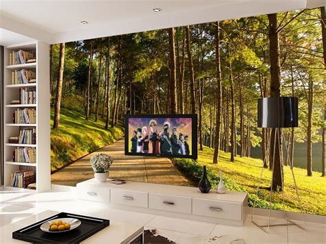 3d Wallpaper Custom Photo Non Woven Mural Sunshine Forest Tree Path TV