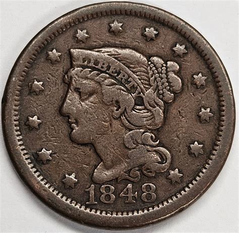 1848 Braided Hair Large Cent Very Fine – Mount Vernon Coin
