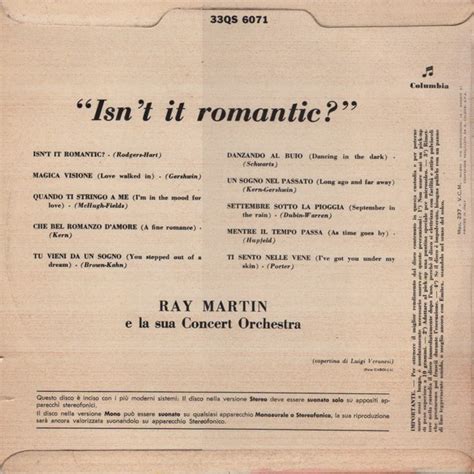 Ray Martin And His Concert Orchestra Isn T It Romantic 1961