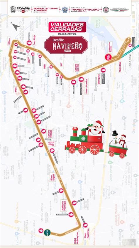 Desfile navideño Reynosa 2024 horario ruta calles cerradas y clima