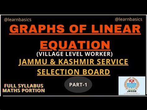 Graphs Of Linear Equation Part 1 Village Level Worker VLW JKSSB