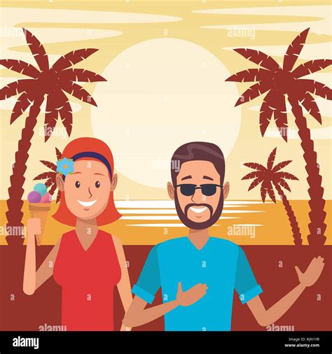 Couple Hug Sea Stock Vector Images Alamy