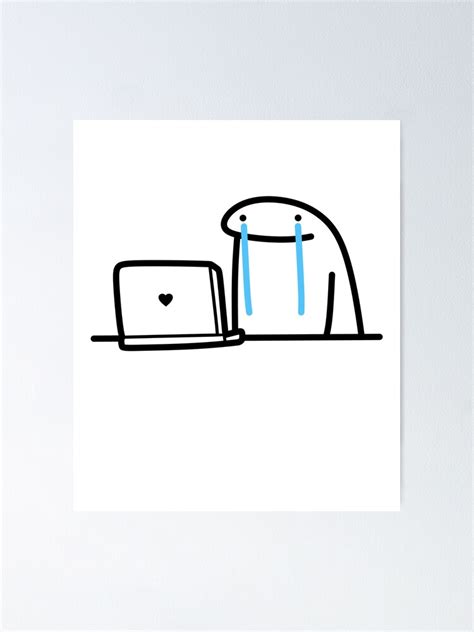 Flork Crying In Front Of The Laptop Meme Stickers Poster For Sale By