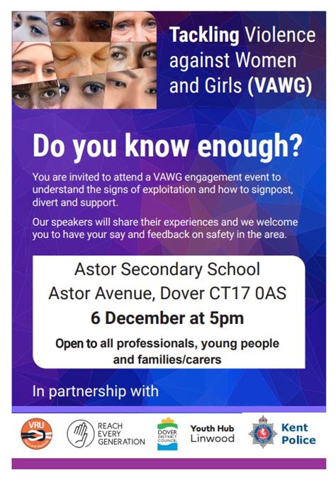 Tackling Violence Against Women And Girls Event Kent And Medway Violence Reduction Unit Vru