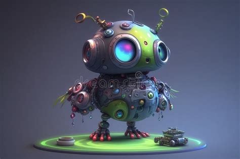 A Adorable Animated Discord Robot AI Stock Illustration