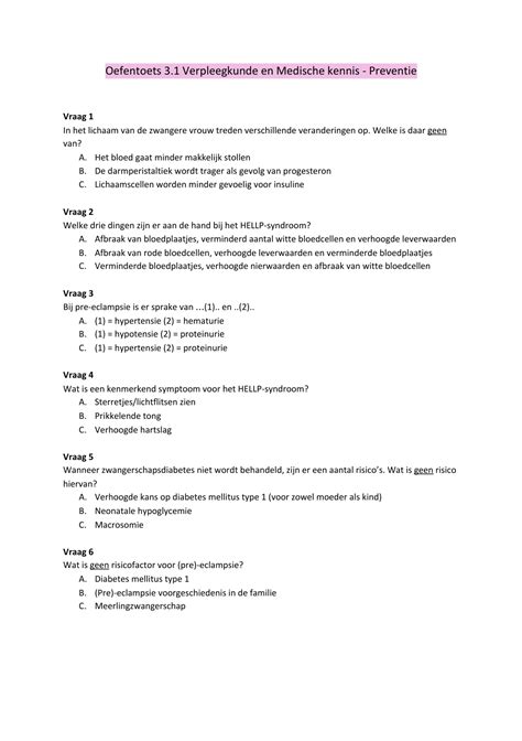 Oefentoets Verpleegkunde En Medische Kennis Periode 1 Medische