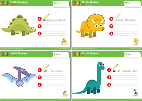 10 Little Dinosaurs Worksheets Write Super Simple