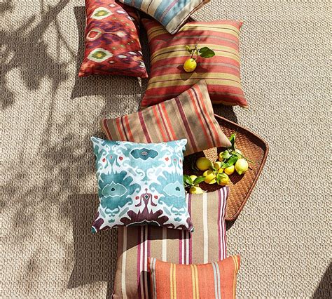 Leticia Ikat Print Outdoor Lumbar Throw Pillow Pottery Barn