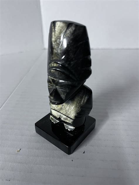 Hand Carved Gold Sheen Obsidian Mayan Aztec Figurine Statue Ebay