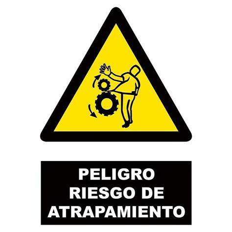 Cartel Amarillo Negro Peligro Riesgo De Atrapamiento 23 X 34 Cm