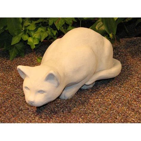 Cat Crouching Small Statue 11 5 Kitten Sculpture Terra Cotta Cast Cement Garden