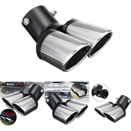 Double Dual Twin Exhaust Tip Trim Car End Pipe Tail Sport Muffler