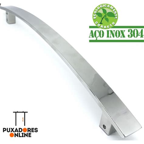 Puxador Plano Curvo 1 lado para porta de madeira correr em AÇO INOX 304