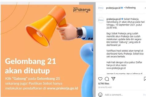 KARTU PRAKERJA GELOMBANG 21 DITUTUP Ini Jadwal Pengumuman Hasil