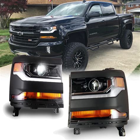 Wolfstorm Hid Headlight Fit For 2016 2019 Chevy Silverado 1500 Led Daytime Running