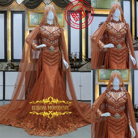 Jual GAUN PENGANTIN SLIM DUYUNG MUTIARA EKOR PISAH KEBAYA PENGANTIN