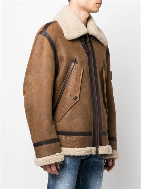 Dsquared2 Shearling Trimmed Biker Jacket Farfetch