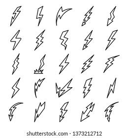 Lightning Bolt Flat Icons Set Vector Stock Vector Royalty Free