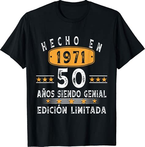 Hecho En 1971 Regalo Para Hombre Mujer 50 Años Cumpleaños Camiseta